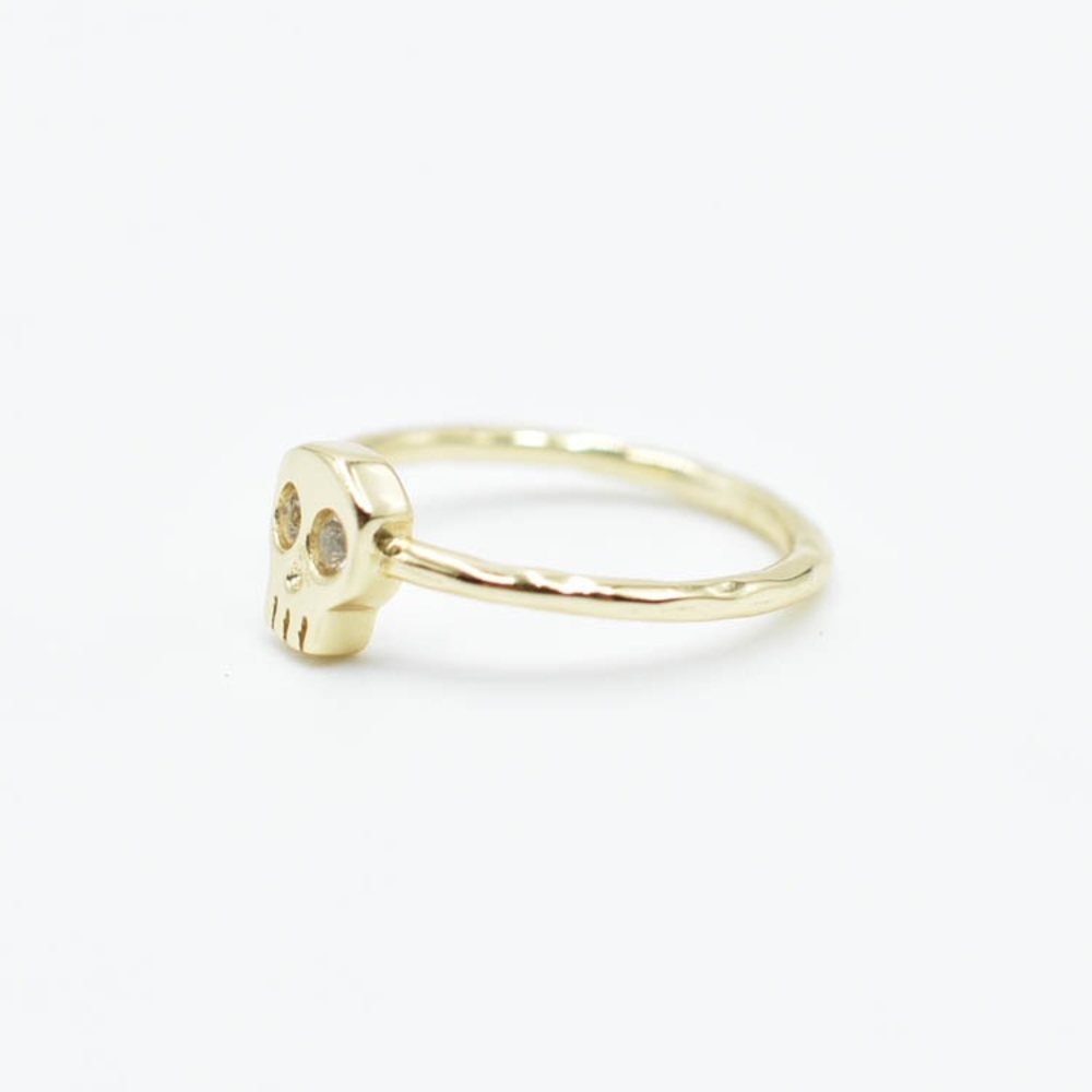 14k Gold Filled Vermeil Crystal Hollywood Forever Skull Ring - Picture 11 of 17